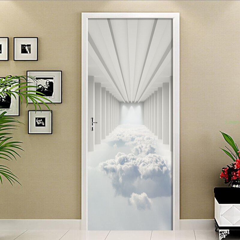 Deep Visual Sense Decorative Decals Cloud Home Decoration Door Stickers Self-Adhesive Waterproof Two-Piece Living Room Door