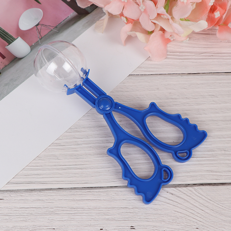 1 Pieza de plástico Bug Insect Catcher tijeras pinzas para niños herramienta práctica de oficina escolar: Azul