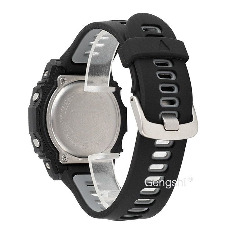16mm silikone urrem, der passer til casio g shock aw -590 591 awg -m100a m100b awg -m100 g-7700 awg -100 awg -101: Sort grå