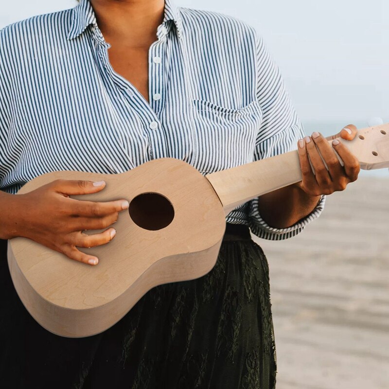 21 pouces blanc en bois ukulélé Soprano hawaïen guitare Uke Kit Instrument de musique bricolage