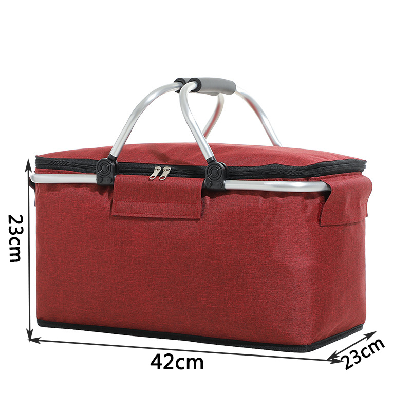 Vouwen Picknick Draagbare Ijs Mand Grote Capaciteit Isolatie Picknick Zak Fruit Warmte Isolatie Warmte Rame Waterdichte Voering Gezondheid: Red-M