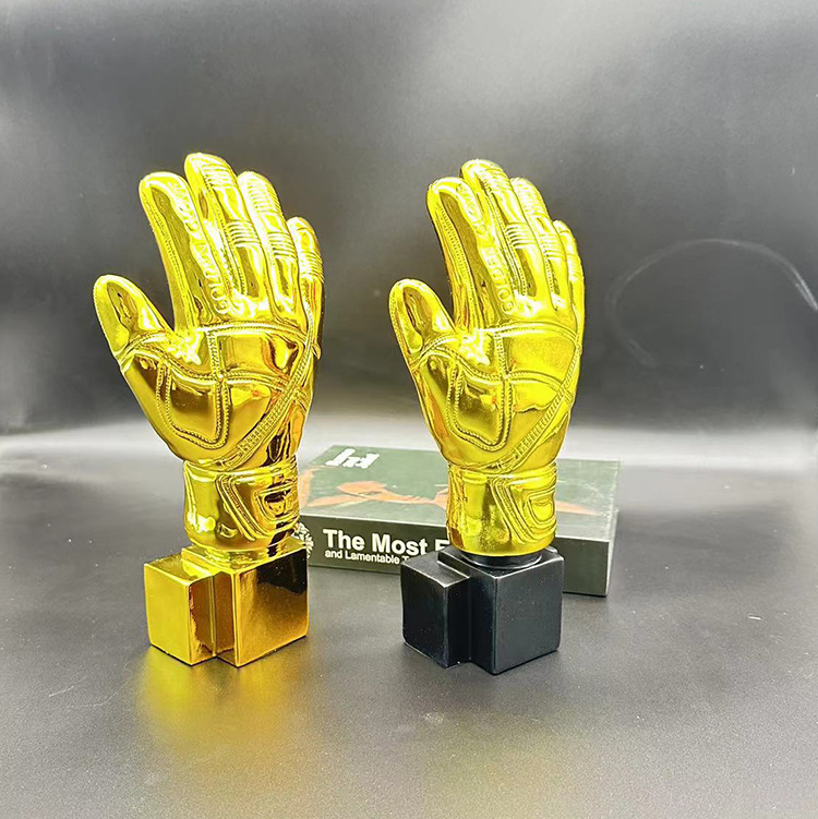 FußBall-Trophäe, goldene Handschuhe, Trophäe für Fußballfans, Souvenir, Torwart-Trophäe, goldener Handschuh, Auszeichnung: L