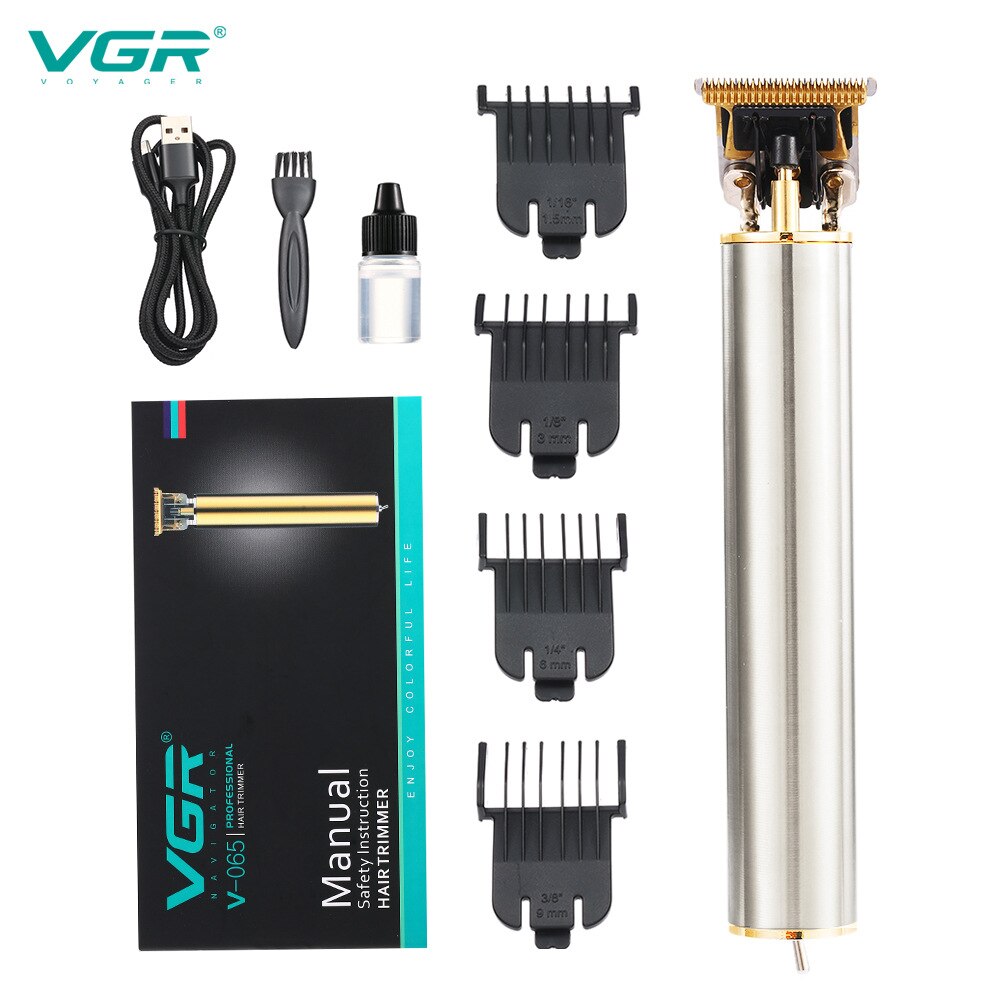 Vgr 065 Tondeuse Professionele Baby Persoonlijke Verzorging Usb T9 Clippers Trimmer Kapper Voor Haar Snijmachine Tondeuse V065: Zilver