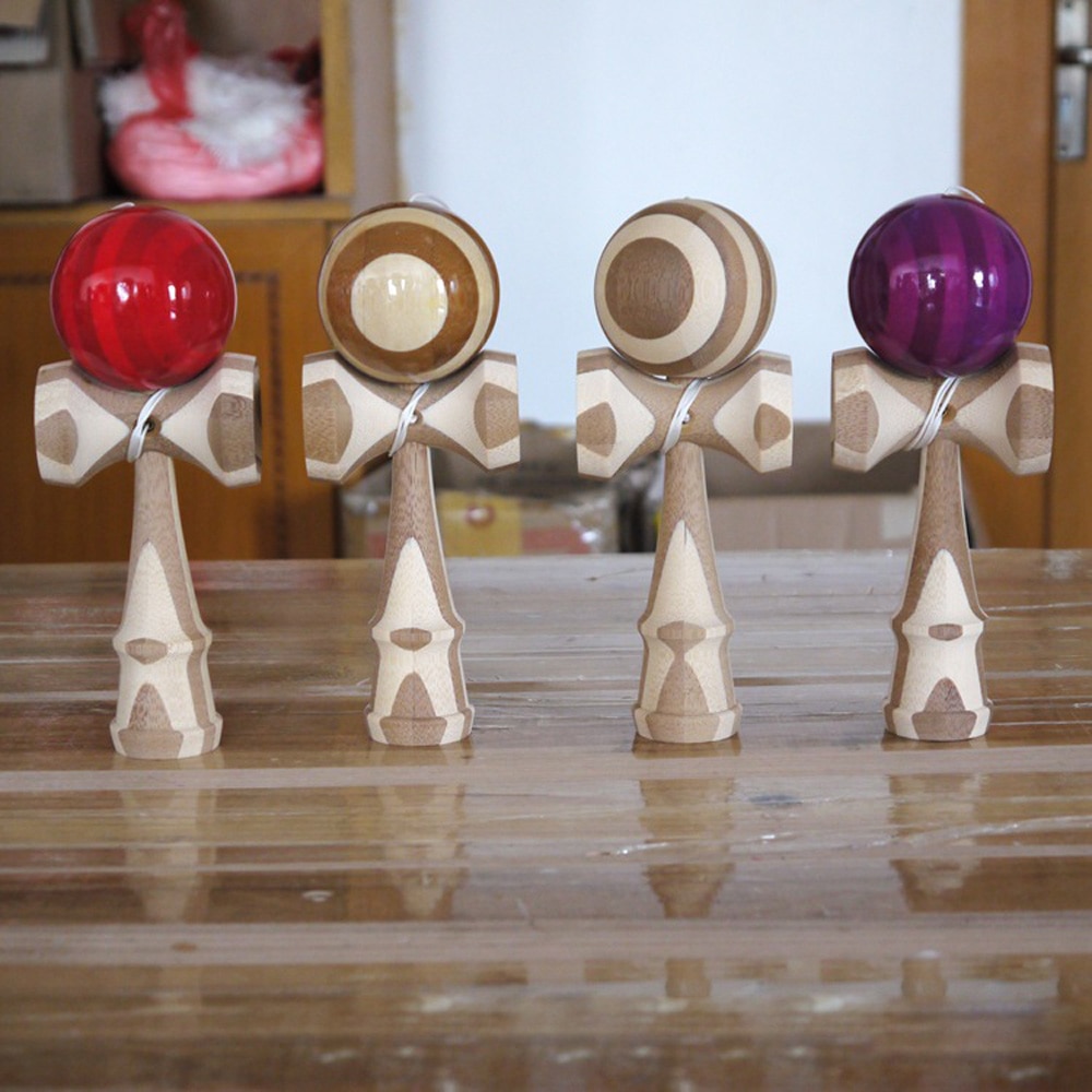18.5cm bambus pu maling træ kendama bolde dygtig jumbo kendama snor udendørs jonglere spillebold legetøj til