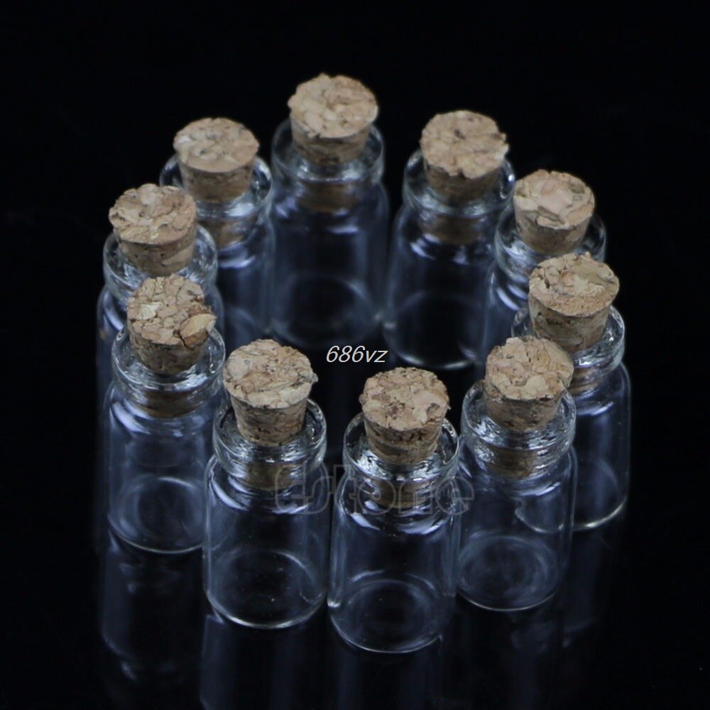 10pcs Kleine Lege Clear Glazen Fles Flesjes met Kurk Opslag Craft 0.5ml 10*18mm N24