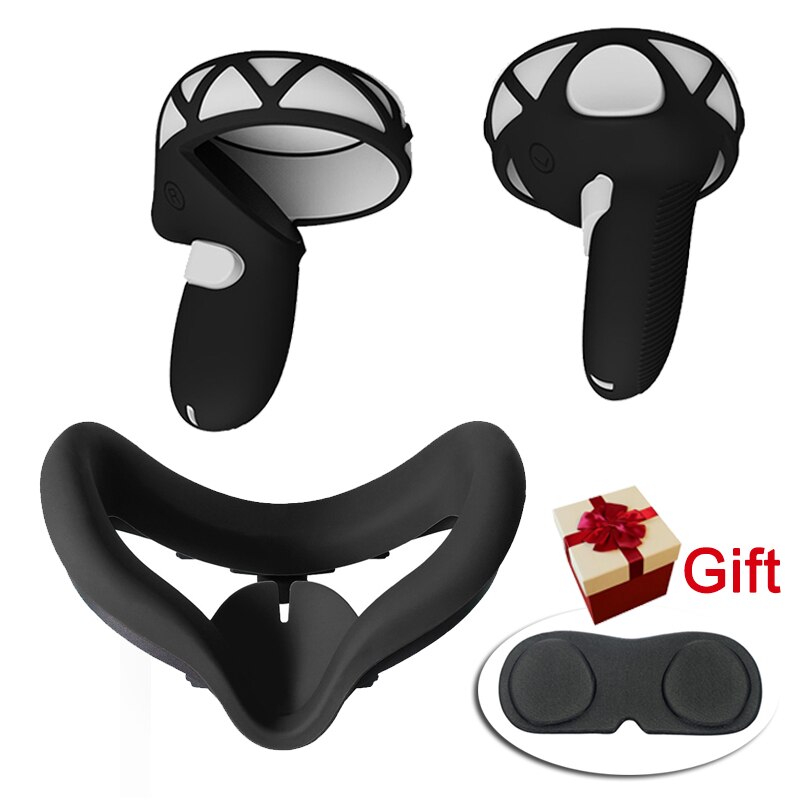Cubierta protectora de silicona 2 en 1 para Oculus Quest 2, protector facial para máscara de ojos, accesorios de protección para lentes,
