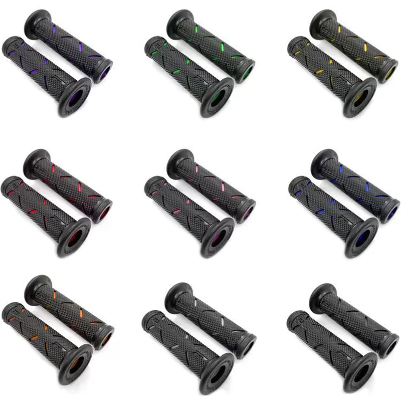 2 stücke 7/8 "22mm Universal-Motorrad griff griffe CNC Aluminium Gummi Rot Blau Gold Lenker griff für Roller E-Bike Motorrad