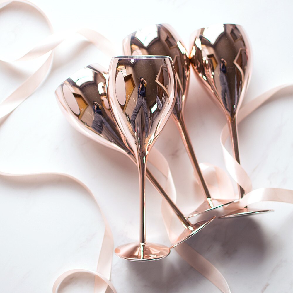 Copas de cristal de oro rosa, copa de vino, bebida de jugo, champán, vajilla de , cena, decoración del hogar, de lujo, 420ML