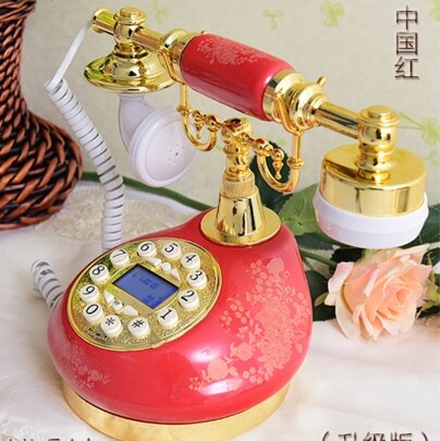 Antique telephone caller id telephone vintage antique telephone ceramic phone red: Red
