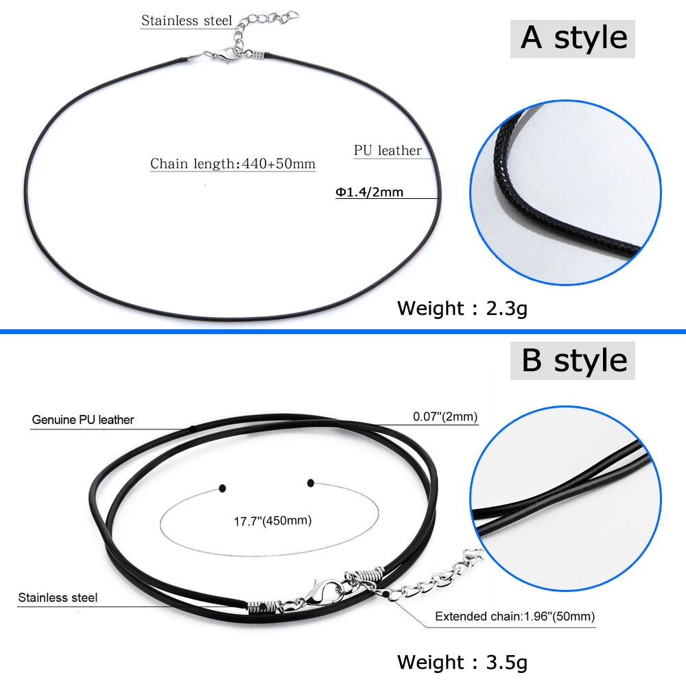 MNWT PU skórzany sznur smycz wisiorek stal nierdzewna Homar Zamek czarny moda mężczyźni/kobieta choker lina naszyjnik 1.4/1.5/2mm