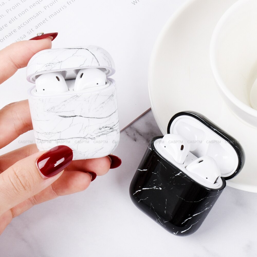 Marmurowy wzór ochronny do Airpods 1 2 twardy PC odporna na wstrząsy futerały ochronne do AirPods 1 2 marmurowa skóra etui na słuchawki