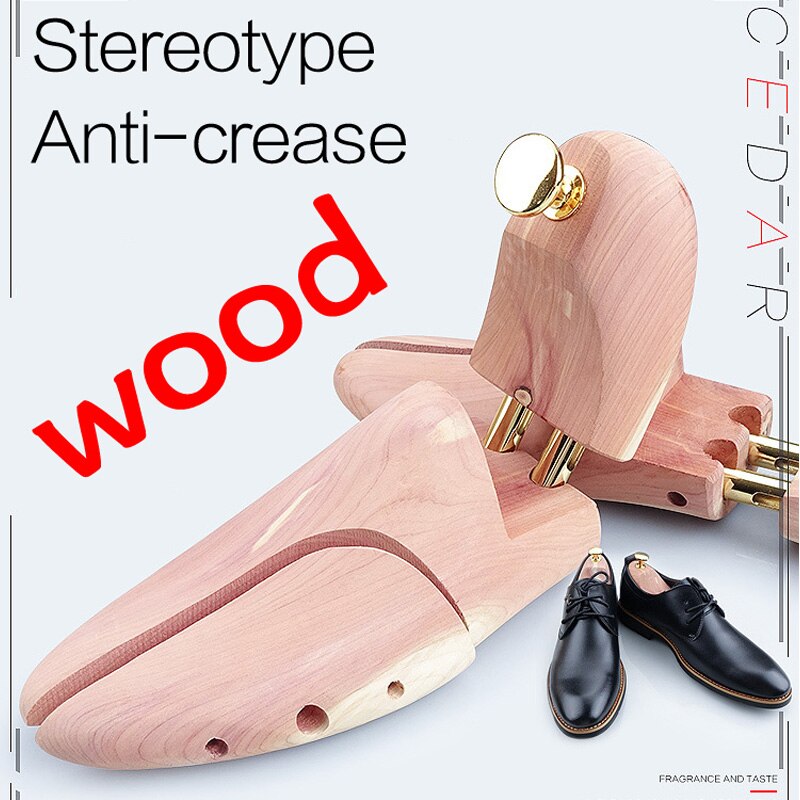 1 Pair Twin Tube Red Cedar Wood Adjustable Shoe Shaper Men's and Women's Shoe Tree Stretcher Keeper Anti-wrinkle