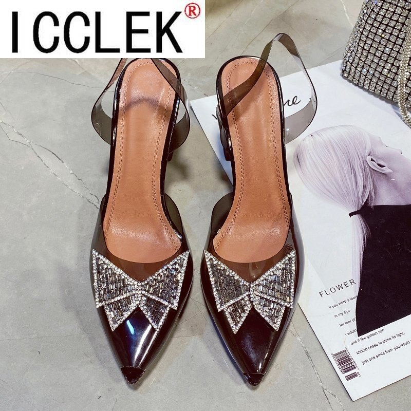 Rozmiar 42 wiosna/jesień 2021 obuwie damskie moda motyl-węzeł wąskie paski Bling niejednolita całość wiązane na krzyż kryształbyć winnym czółenka z wystającym palcem