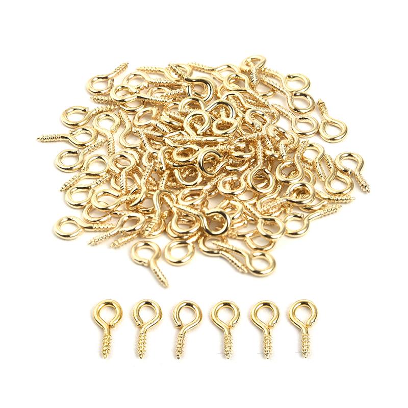 100 unids/lote de Mini alfileres de ojo de 4x8mm, ganchos de tornillo, Conector de cierre roscado para colgante, accesorios de fabricación de joyería DIY, 5 colores: imitation gold