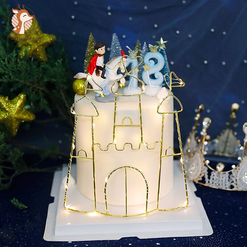 Bakken Taart Decoratie Benodigdheden Lichtmetalen Kasteel Cake Topper Gelukkige Verjaardag Diy Cake Teken Cup Cake Toppers Party Cake Liefde