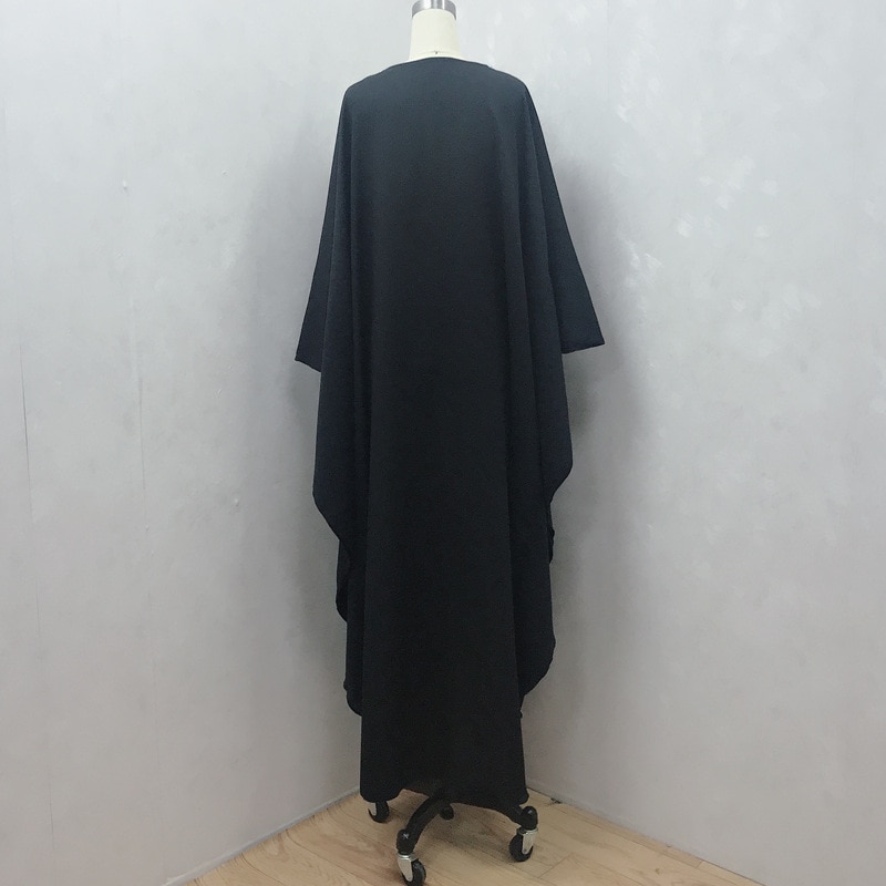 Vrouwen moslim gebed jurk voor vrouwen geen hoofddoek, kleding voor moslim vrouwen lange mouw losse bidden niqab burkas lange jurk hijab abaya, 2XL, zwart