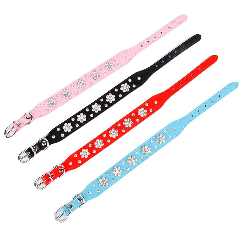 rhinestone pigg skinnhalsbånd krystall kjæledyr hundehalsbånd til små mellomstore hunder rosa rød blå svart