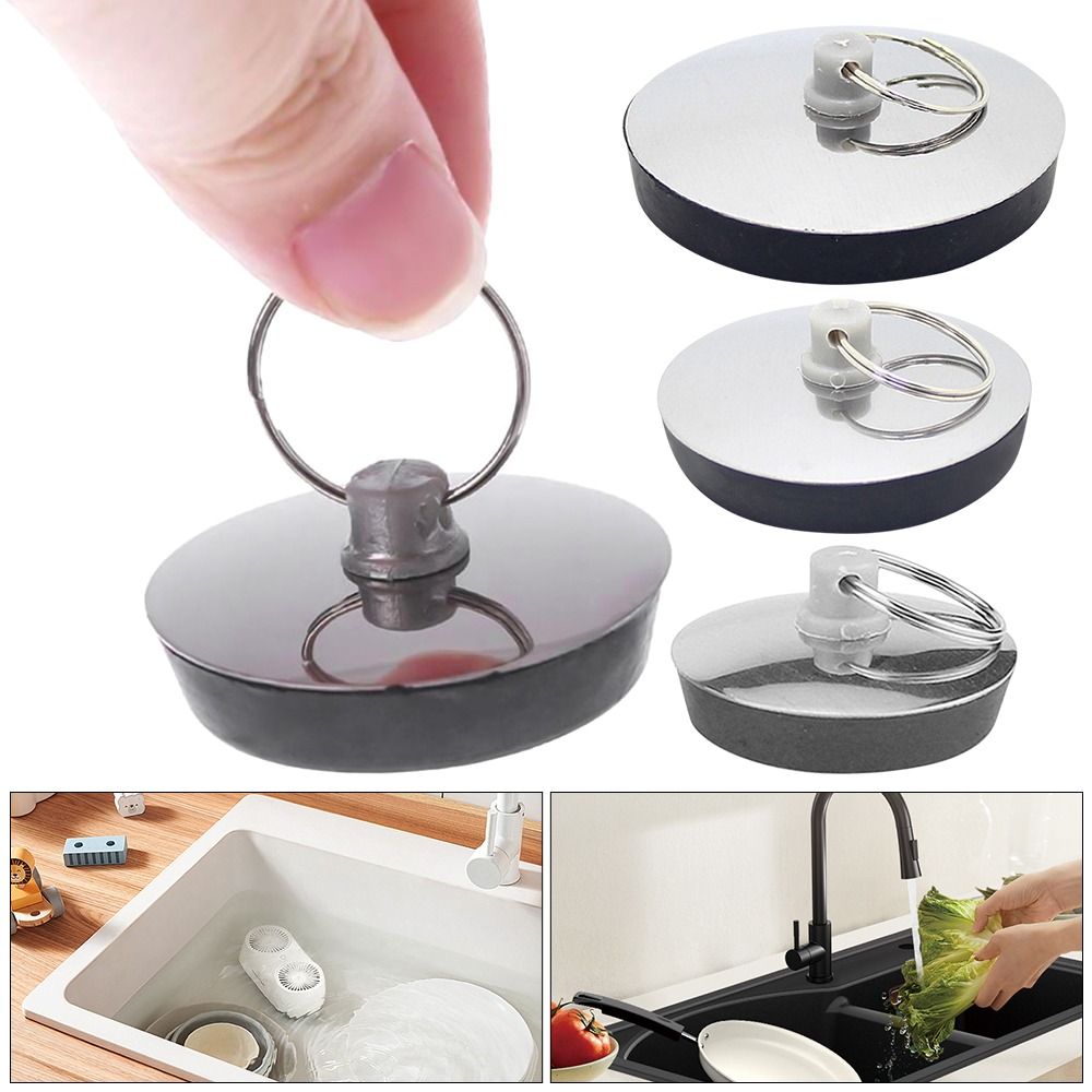 1Pcs Stainless Steel Bath Plug Easy to Use Rubber Drain Stopper Water Kitchen Bathroom Accessory Bath Tub Caps