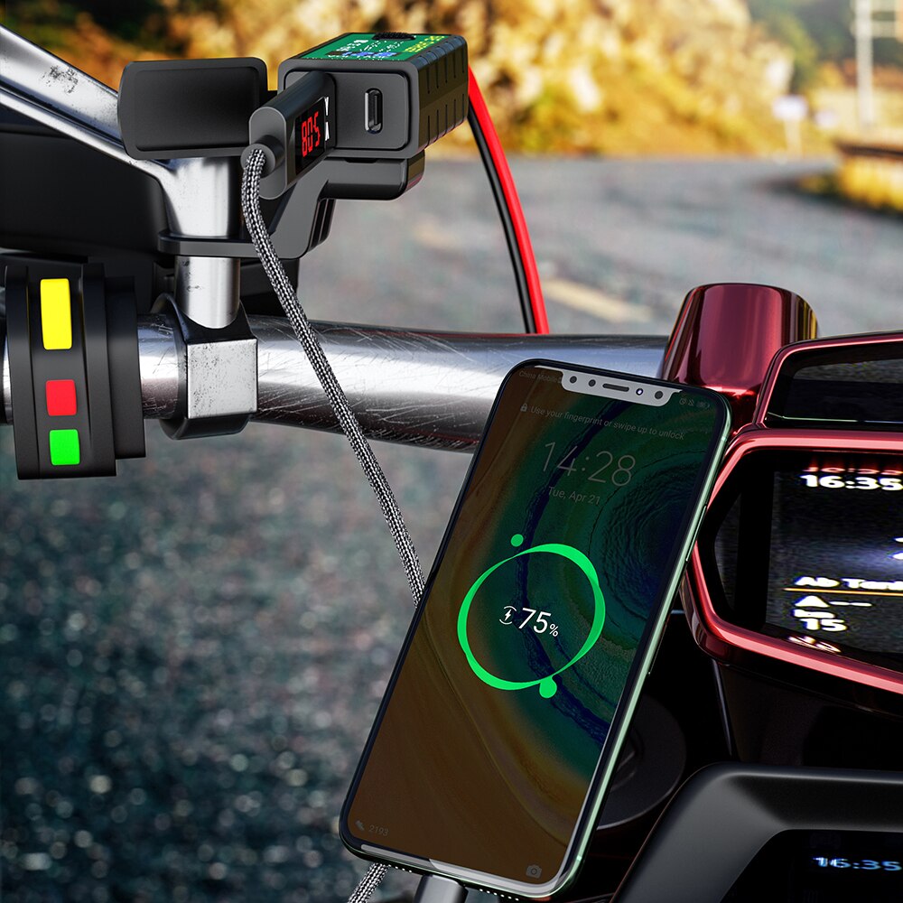 Deelife-cargador USB de 12v para motocicleta, conector SAE de 12V, resistente al agua, con puerto tipo C de carga QC 3,0, accesorio para moto