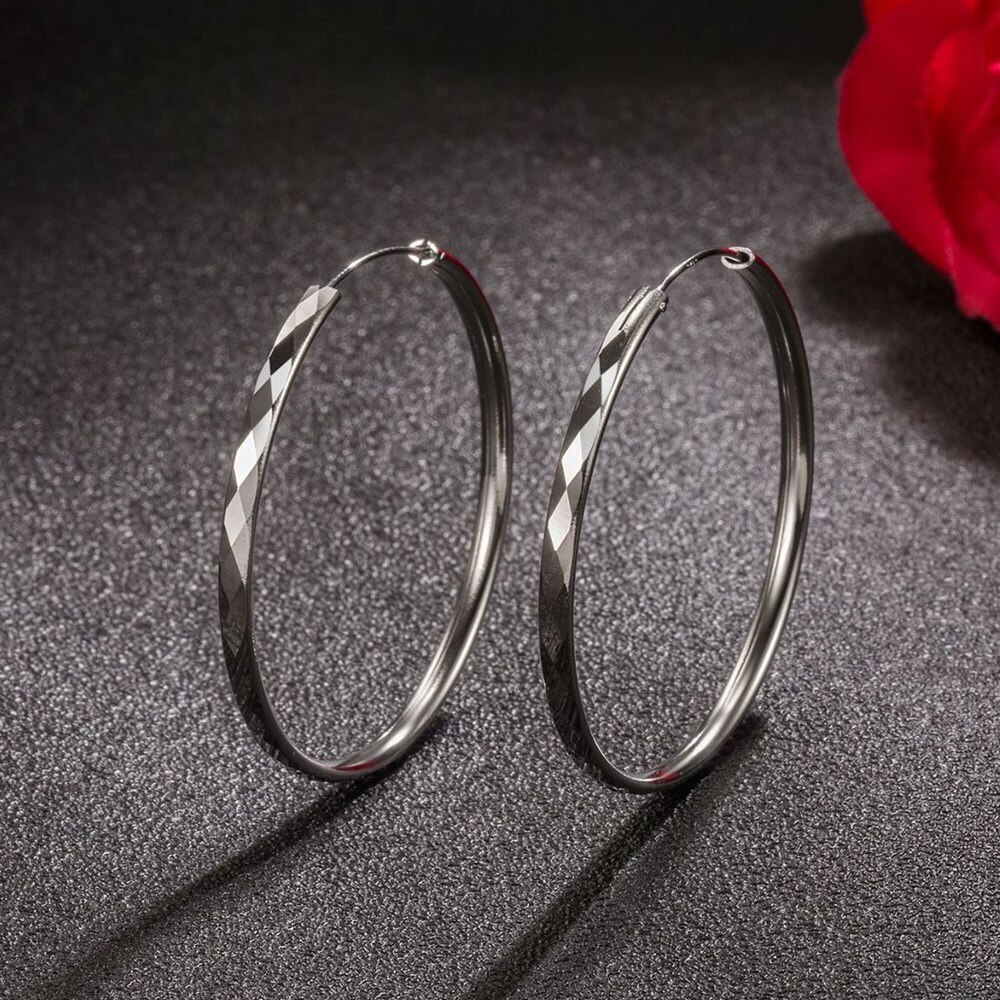Nehzy 925 sterling silber #39 , glänzend, schlicht, retro, übertrieben große creolen