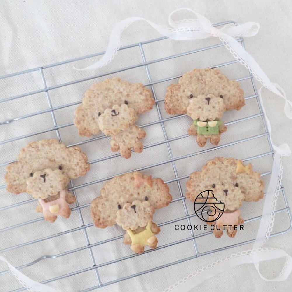 Teddy Hond Poedel Cookie Cutter Biscuit Mold Dress Up Kleding Decoratie Gereedschappen Fondant Suiker Ambachtelijke Hand Druk Pla Plastic Mal