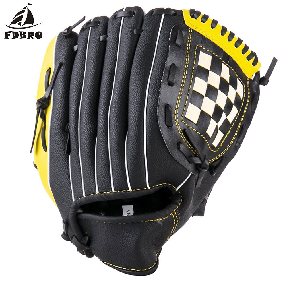 FDBRO 1 Piece Left Hand Baseball Glove PU Thickened Baseball Glove Children Youth Closed Basked Softball Gloves: Yellow / S