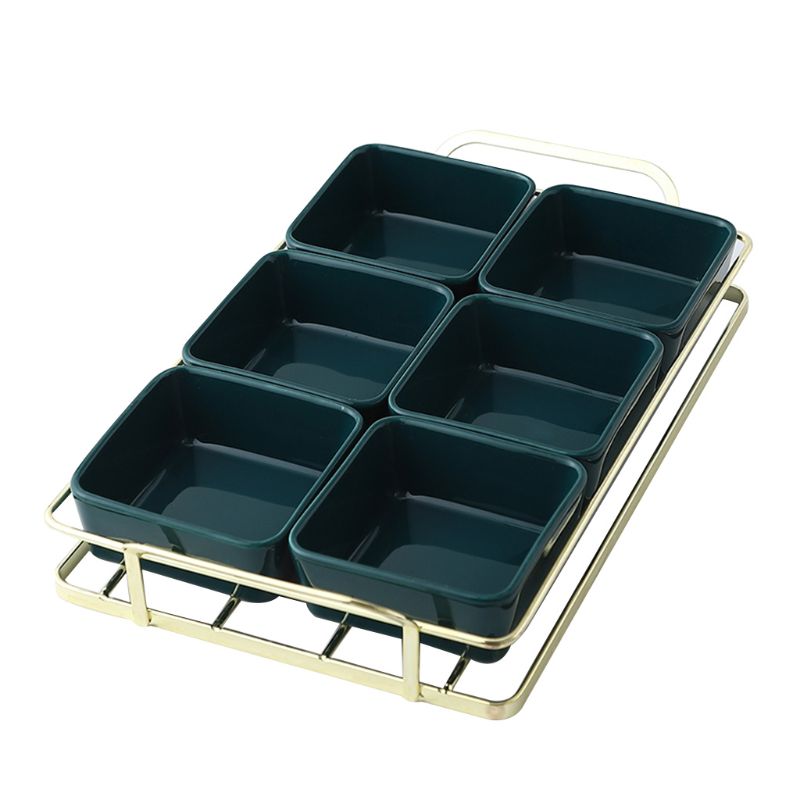 Ceramic Sauce Dish Divided Dipping Bowl Tray Condiment Dish Storage Tray for Kit QX2E