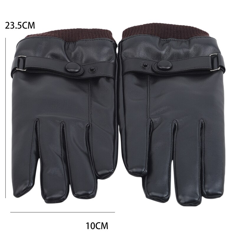 Guantes de cuero PU negro de para hombre, guantes de cuero para conducir de estilo fino para hombres, guantes antideslizantes con dedos completos, pantalla táctil de Palma: Men
