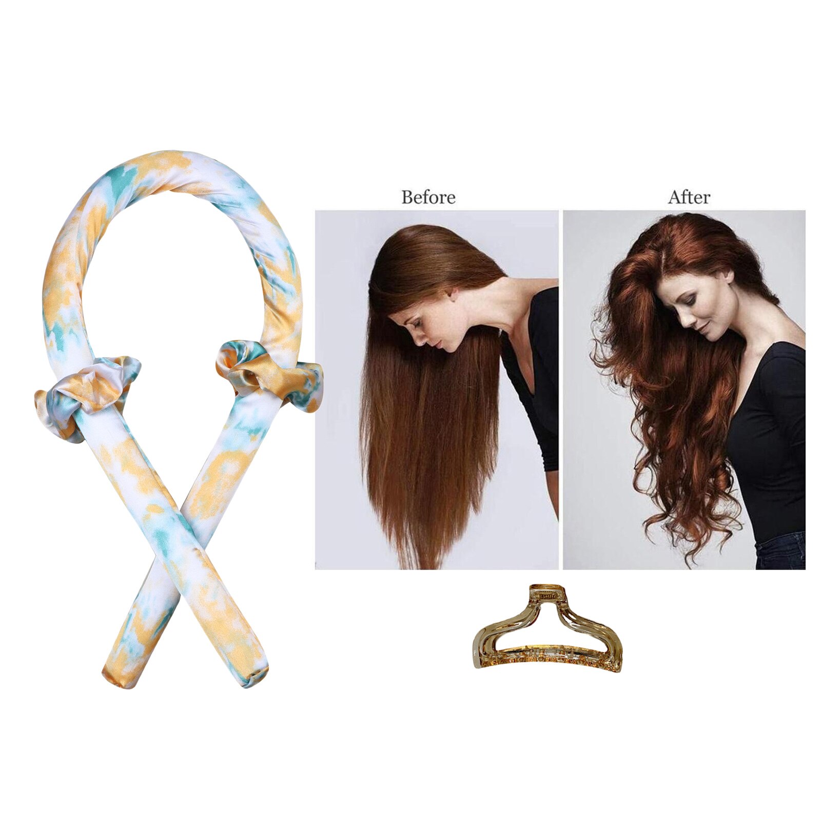 Heatless Curling Rod Headband No Heat Curls Hair Rollers Sleeping Soft Headband Hair Curlers Hair Styling Tools: Yellow Blue
