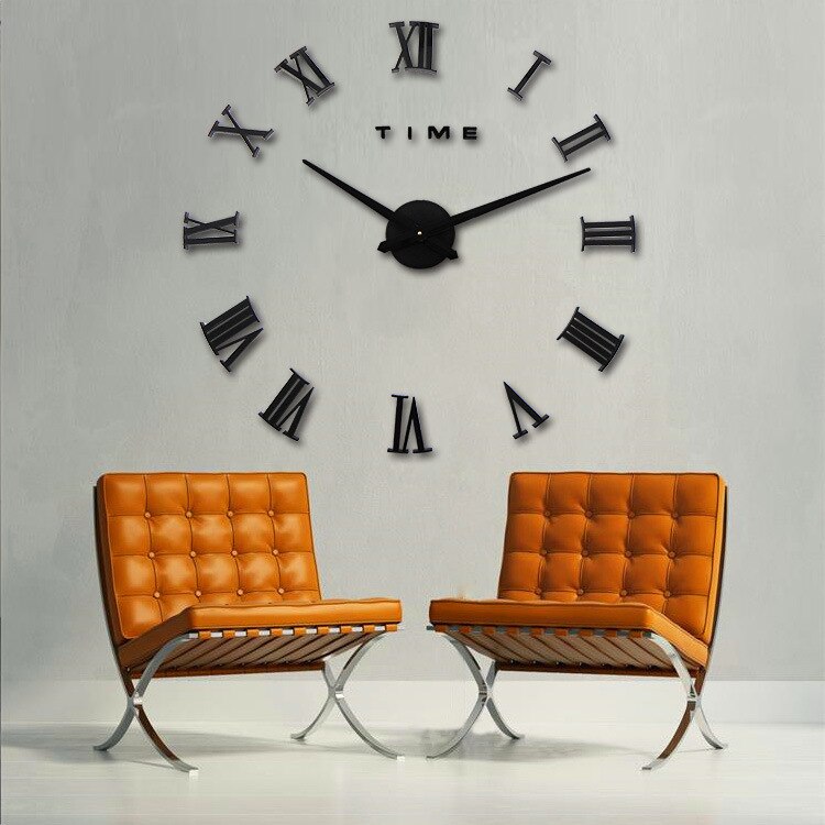 Stilfuld simpel akryl spejl ur stue diy stort vægur væg klistermærker 3d ur væg ur hjem dekorationer