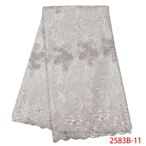African Swiss Voile Lace in Switzerland Swiss Voile Cotton Lace Fabric Embroidery Laces with Stones KS2583B-1: Picture 11