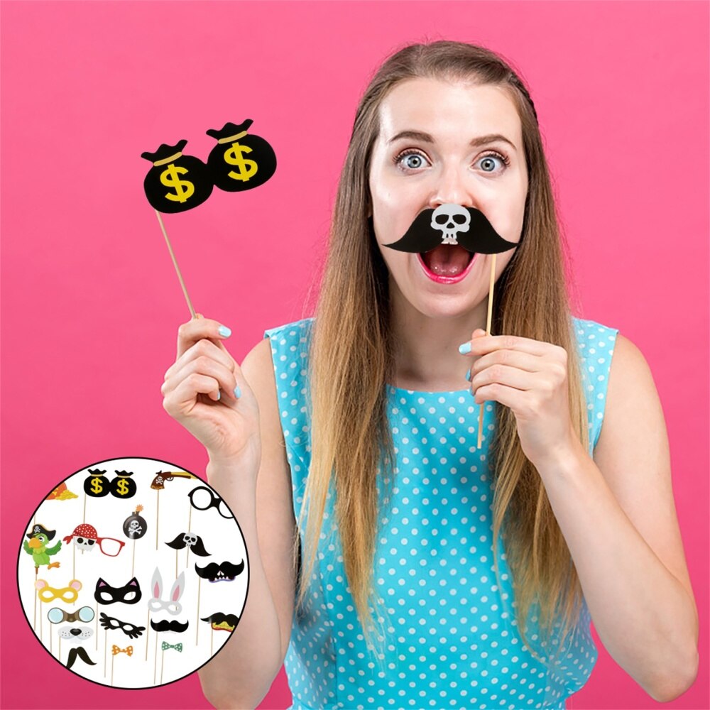 20pcs Funny Birthday Photo Props Birthday Supplies Party Picture Shooting Decors: Pirates of Animal