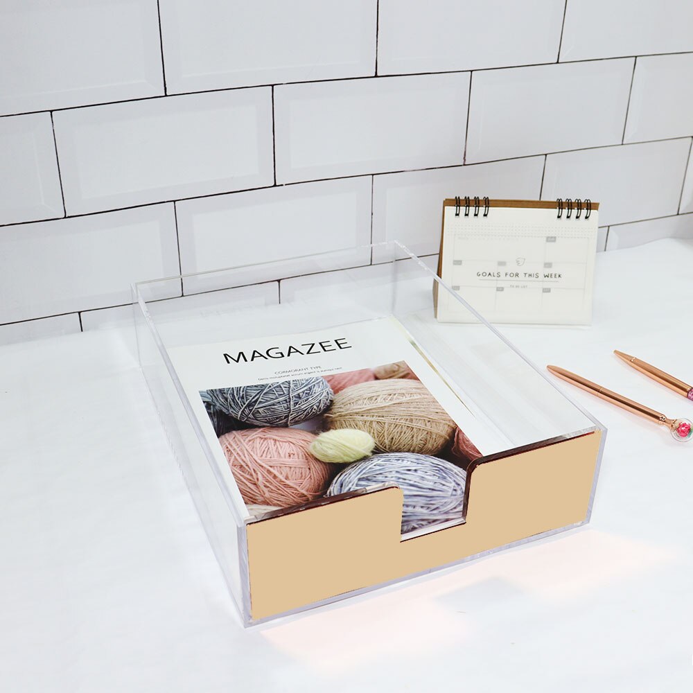 Paper Dispenser File Folder Flat Document Storage Box A4 Acrylic Letter Tray Desk Accessories Holder