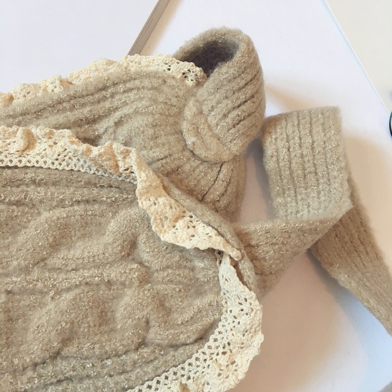 Oreillettes en dentelle pour bébés filles, couvre-oreilles en laine tricoté pour l'hiver, de Style japonais et coréen, mignon et bambins