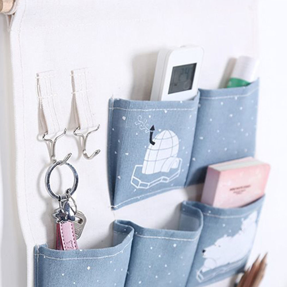 Hangende opbergtas van katoenlinnen, 7 vakken, wanddeurkast, hangende opbergruimte, wandgemonteerde garderobe, hangtas, organizer