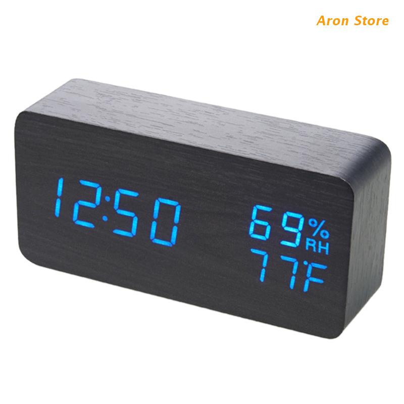 Multifunction Alarm Clock in Wood Digital Alarm Clock Prevent Being Late and Sleeping Home Decoration: Gold