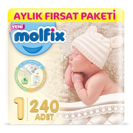 Molfix Luiers 1 Size Pasgeboren Maanden Oude Gelegenheid Pack 240 Stuks