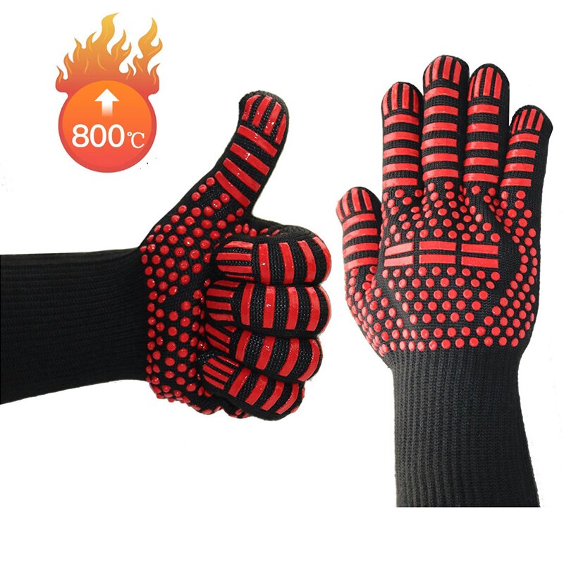 Haleychan 1472f varmebestandige grillhandsker mikrobølgehandsker dobbeltsidet silikone bomuldsmateriale anti-cut finger sælges  by 1 par