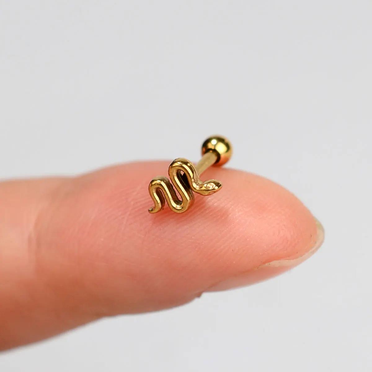 1 pz ottavino ottavino acciaio inossidabile zampa d'orso teschio orecchini moda animale Earing elica cartilagine Tragus lobo piercing gioielli 16g: Zinco blu placcato