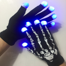 1 Stuks Van Kleurrijke Led Handschoenen Rave Light Finger Verlichting Flashing Handschoenen Unisex Skelet Handschoen