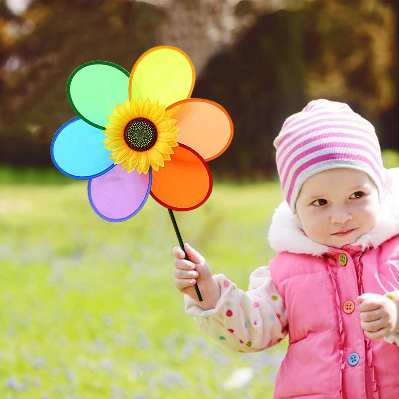 25 # Kleurrijke Regenboog Bloem Windmolen Spinner Wind Huis Tuin Yard Patio Outdoor Decoratie Kids Speelgoed Lichtgewicht Eenvoudig Verwijderen