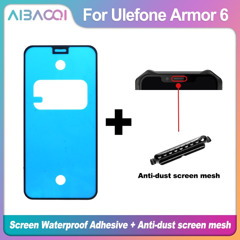Originale Telaio Anteriore Posteriore di Caso Della Copertura di Vetro Set di Adesivi Sticker + ricevitore Auricolare filo di maglia di acciaio Per Ulefone Armatura 6/6S/6E