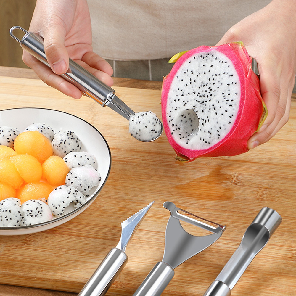 Kjøkken frukt utskjæringsverktøy sett melon skje kniv tidligere eple kutter vannmelon baller sitrus skreller kjøkken verktøy