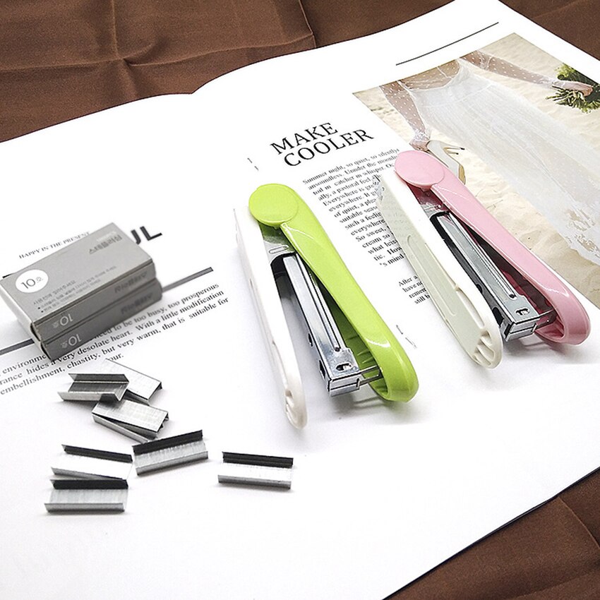 Mini Office School Stapler, One Finger Press, Labor Saving Manual Stapler,10# Staples Students Cartoon Paper Stapler