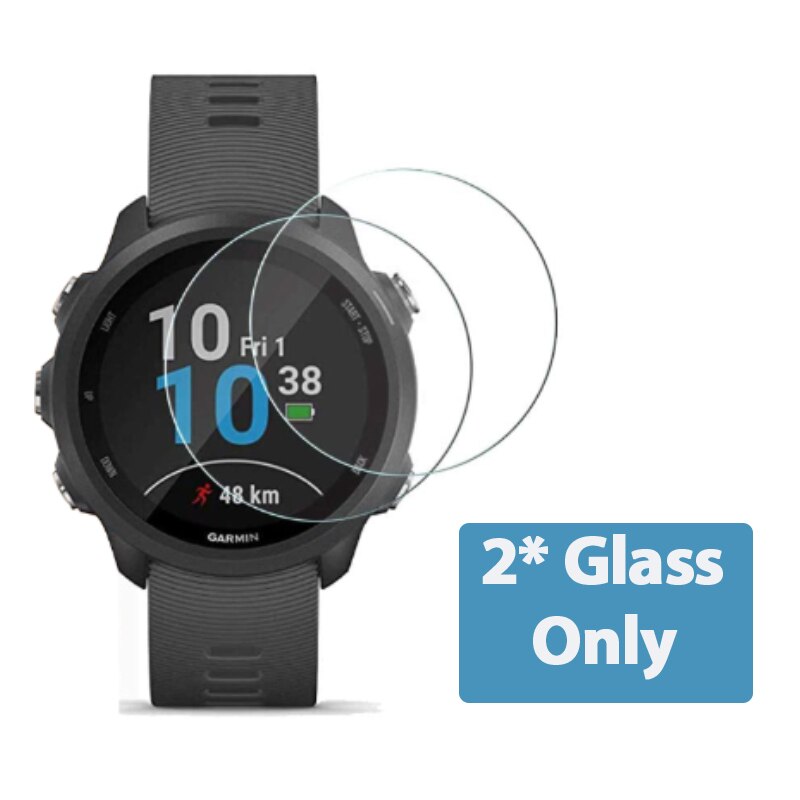 2-In-1 Protector Case + Screen Protector Voor Garmin Forerunner 245 245 Muziek Zacht Tpu Beschermhoes shell Gehard Glas Film: 2 Pcs Glass Only