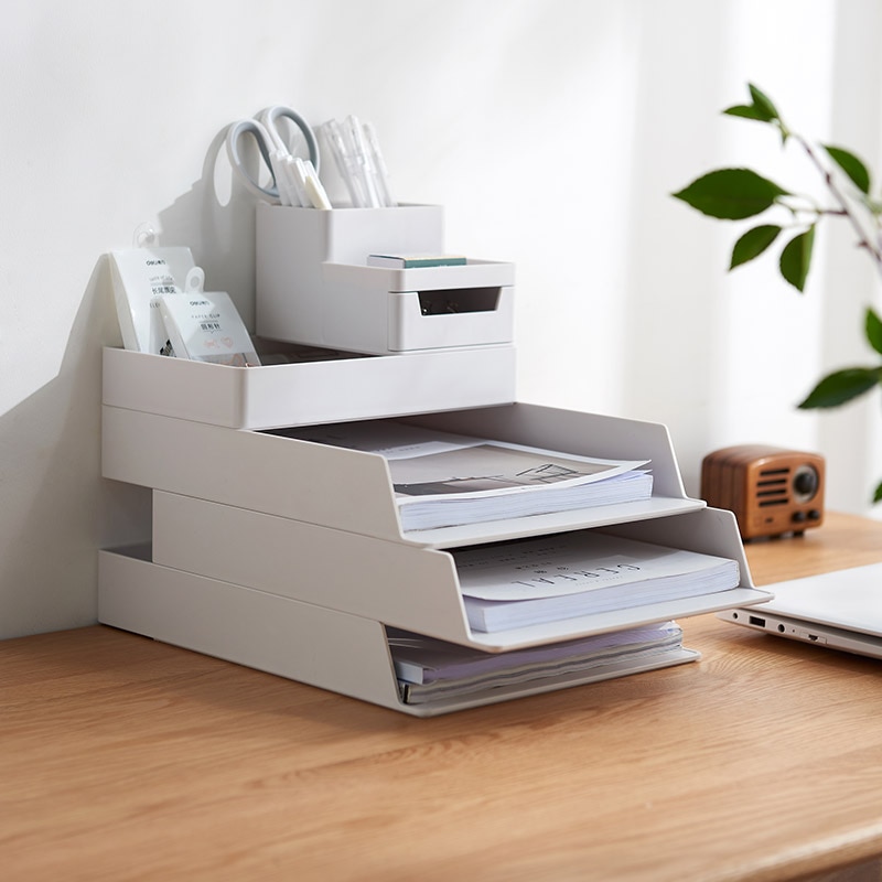 Kontorartikler multifunktionel desktop stationery organizer overlejret  a4 papirholder fil opbevaringsboks