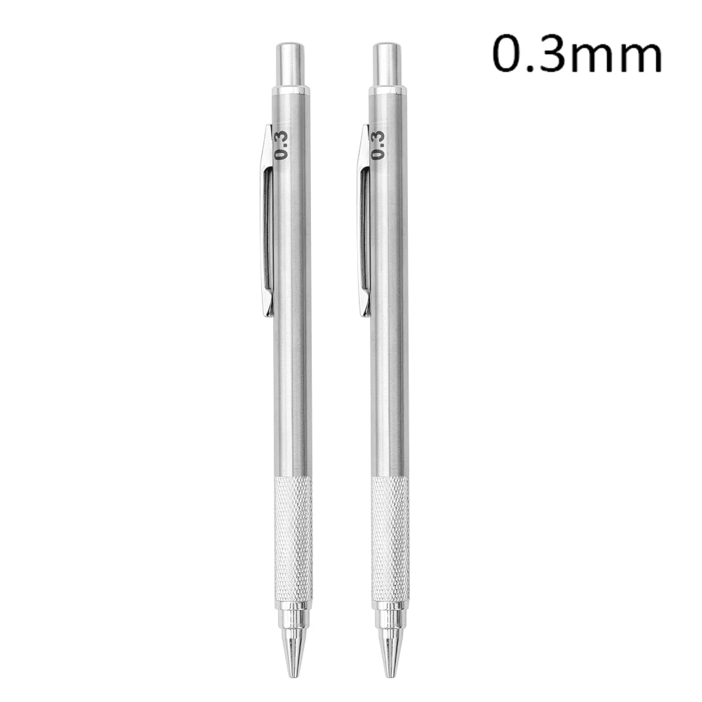 Metal Mechanical Pencil 0.3/0.5/0.7/0.9/1.3/2.0mm HB Leads Replaceable Refills Art Writing Drafting Drawing Home School Supplies
