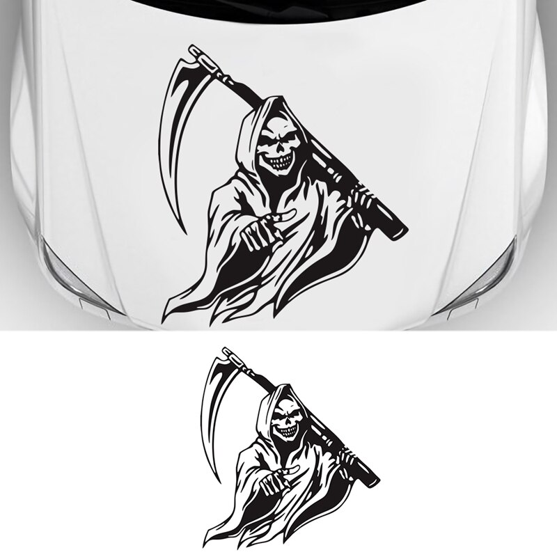 Auto Stickers Zwart Skull Hood Decal Side Kap Grote Grafische Vinyl Film Racing Sport Stickers Universele Auto Decoratie: Default Title