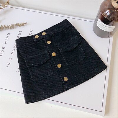 FCLHDWKK Gonne Delle Ragazze Per I Bambini 2019 di Inverno di Autunno Nuovi Bambini di Arrivo Dei Vestiti Dei Bambini Gonne di Velluto A Coste Del Bambino bambina Gonne 1-7Y: Black / 6T