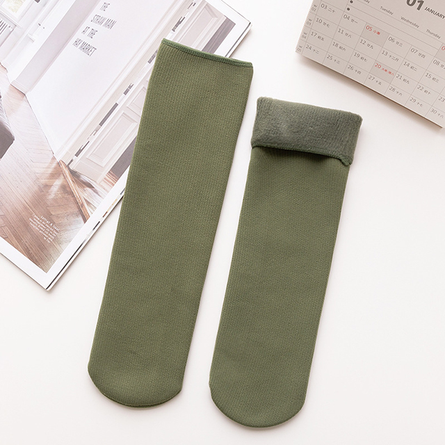 1Pairs Stripes Velvet Women Winter Warm Thicken Socks Soft Casual Solid Color Socks Wool Cashmere Home Snow Boots Floor Socks: B